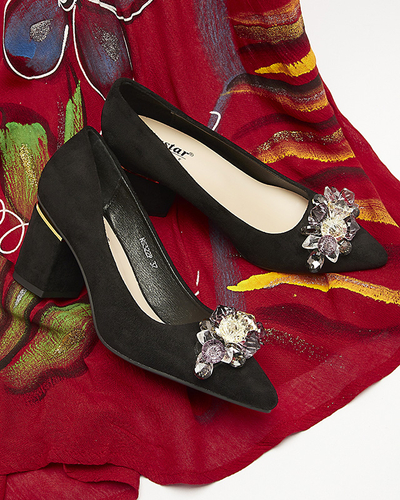 Schwarze Damenpumps mit bunten Kristallen Xitas - Footwear