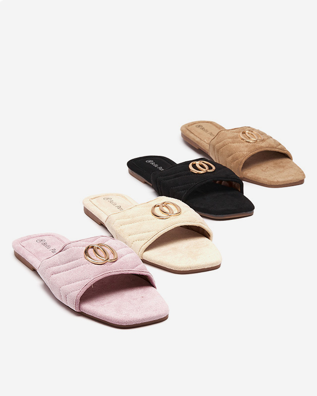 Violette Damen-Slipper aus Öko-Wildleder mit goldener Verzierung Fanico - Footwear