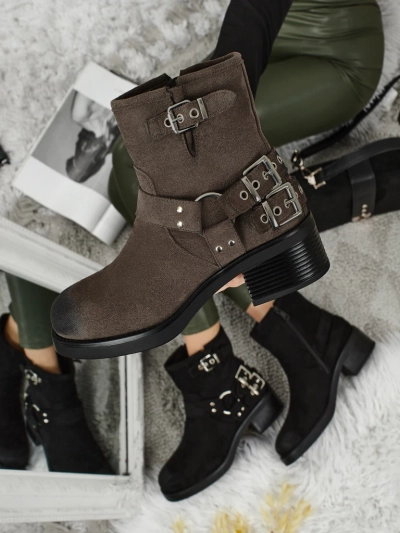 Damenstiefeletten aus Öko-Wildleder mit Schnallen Valtos