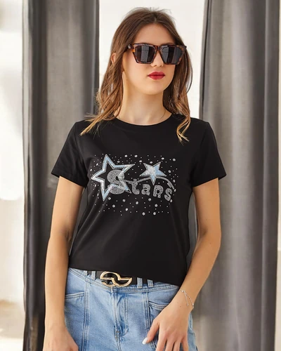 Royalfashion Damen Baumwoll-T-Shirt STARS