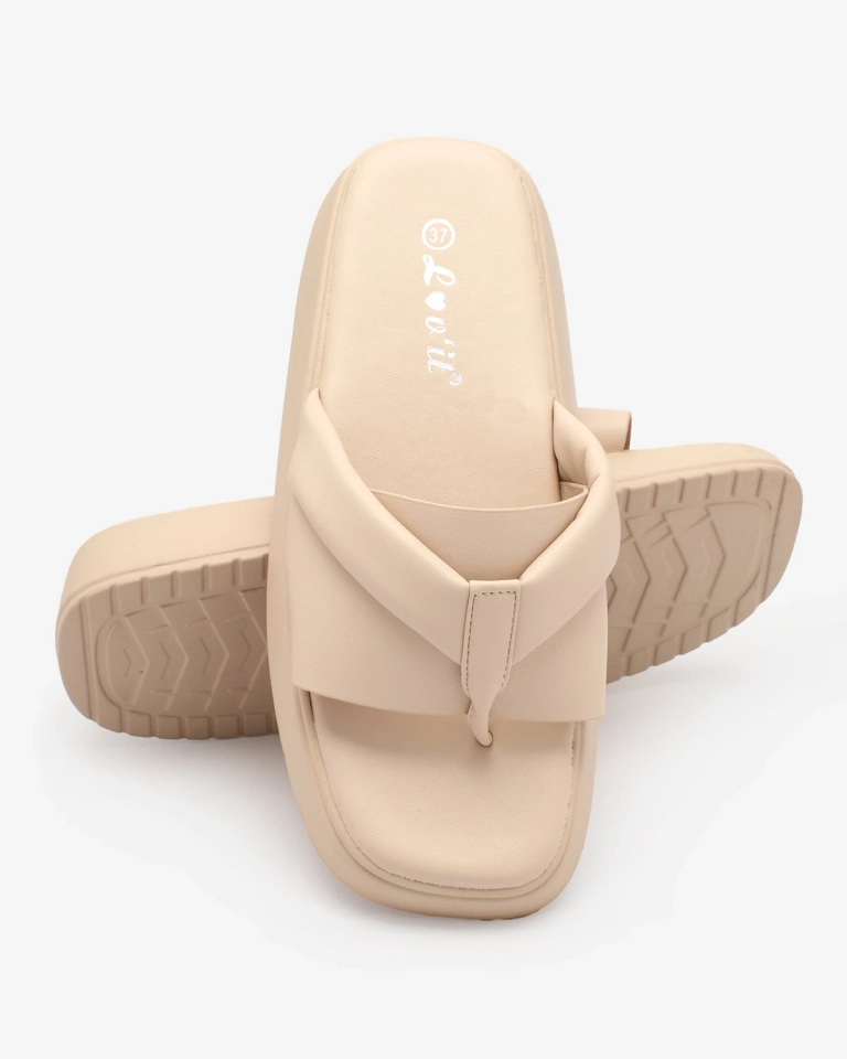 Royalfashion Beige Damen Plateau-Flip-Flops Luna Sole