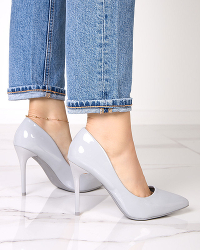 Сірі лаковані туфлі на високих підборах Merier