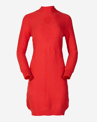 Rotes Pulloverkleid mit Rollkragen für Damen - Kleidung