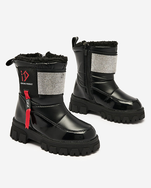 Royalfashion Schwarz Kinderschuhe a'la Schneestiefel Fesifa