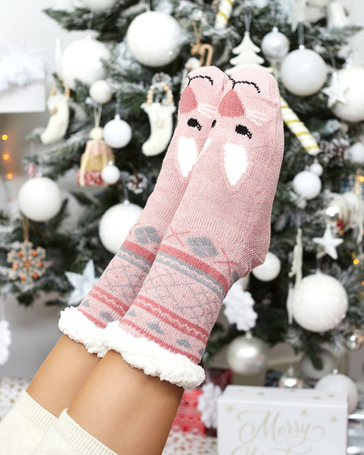 Rote Damensocken mit Weihnachtsmuster - Unterwäsche