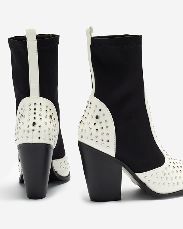 Weiße Cowboystiefel auf höherem Pfosten mit Ricci-Jets - Footwear