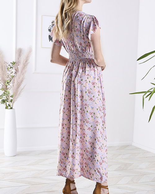 Рожева жіноча квіткова сукня міді - Одяг