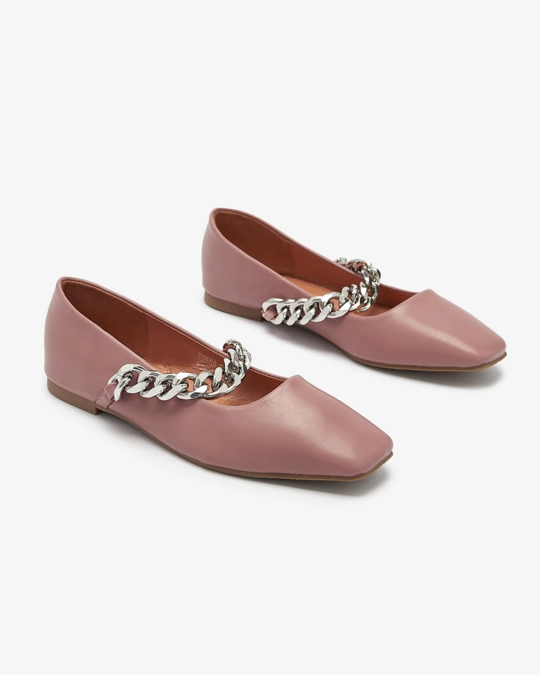 Dunkelrosa Damen Ballerinas mit Kette Serima - Schuhe