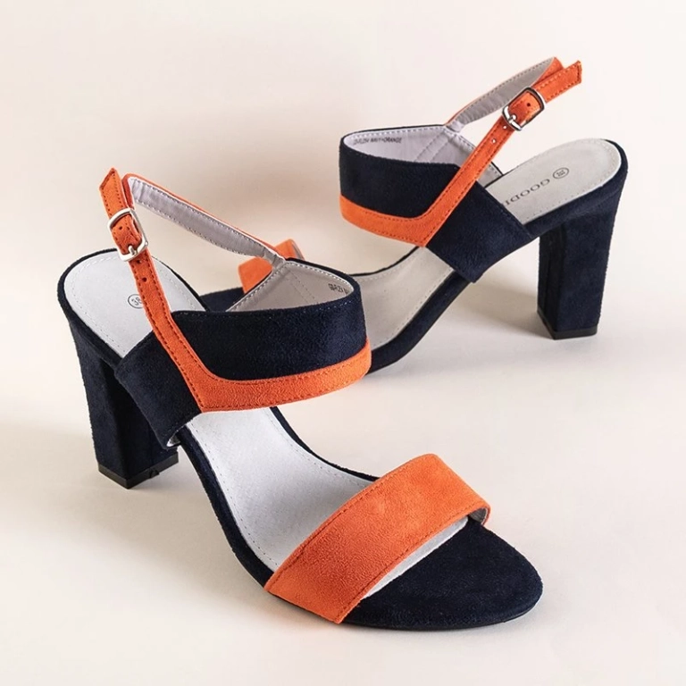 OUTLET Dunkelblaue und orangefarbene Damensandalen von Tiffan - Footwear
