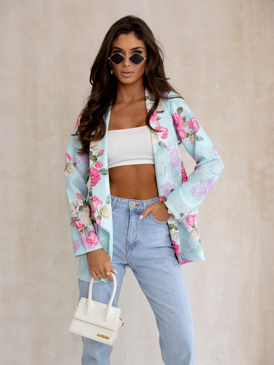 Royalfashion Жіночий піджак без застібки з трояндами