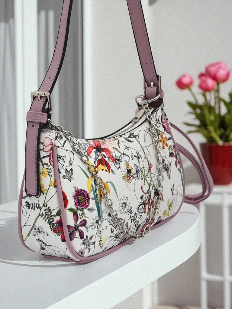 Royalfashion Kleine Damenhandtasche aus Ökoleder mit Blumenmuster Lily Bloom