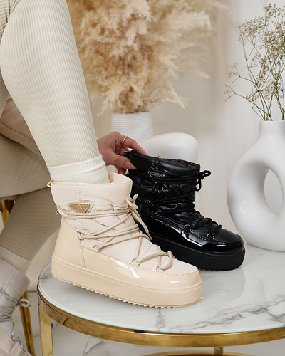 Royalfashion Damen-Schlupfstiefel a'la Schneestiefel in Beige Nevsone