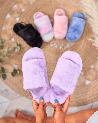 Royalfashion Lila Damen-Pelz-Pantoffeln Nabres