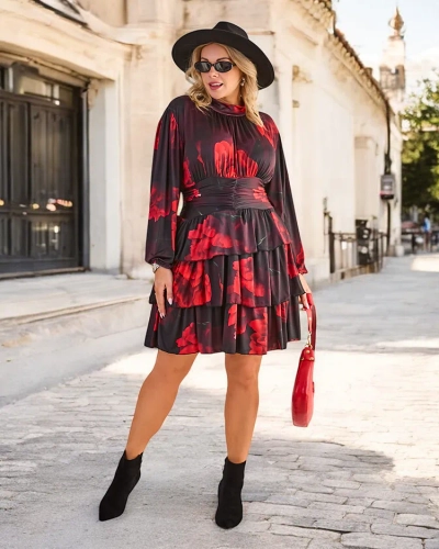 Royalfashion Damen knielanges Kleid mit Druck