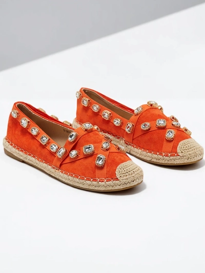 Orange Damen-Espadrilles mit Wamba-Kristallen - Schuhe