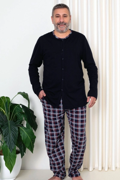 Royalfashion Herren Baumwollplaid Pyjamas ANSI SIZE