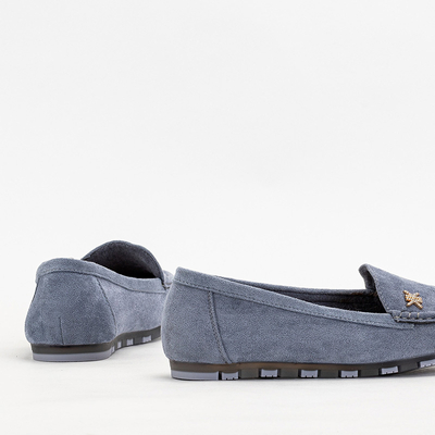 Hellblaue Damenmokassins mit goldenem Skuizo-Accessoire - Schuhe