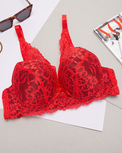Schwarzer Damen-BH mit roter Spitze - Underwear