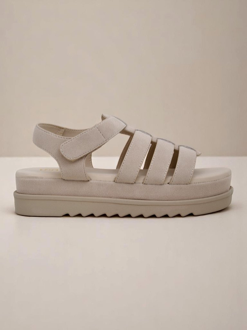 Сандалі Royalfashion - Caligae Бежеві Замшеві на Платформі - Ідеальні на Літо та Весну