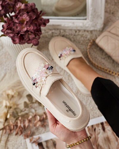 Royalfashion Damen Mokassins mit bunten Perlen Karonia