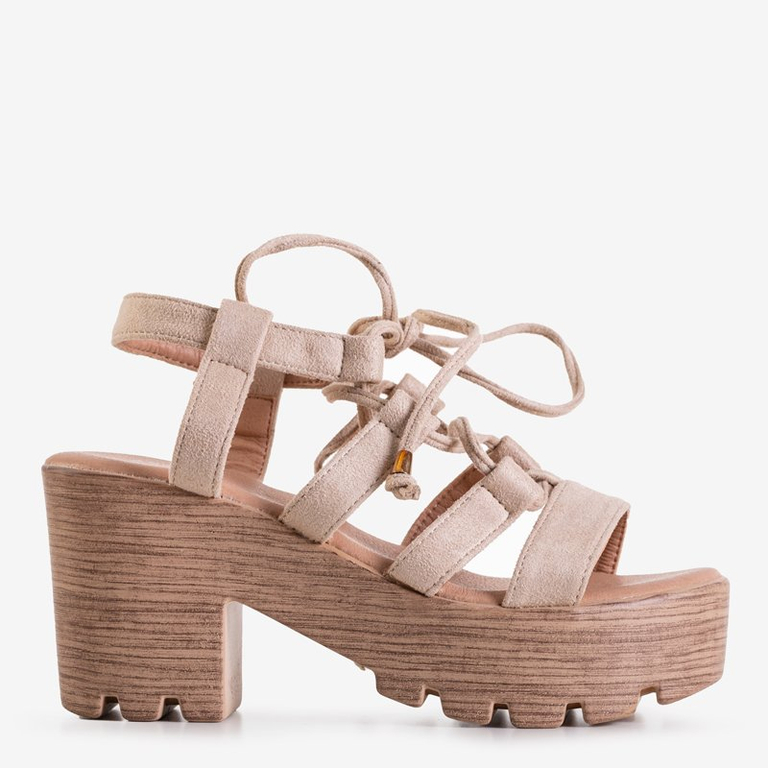 Beige Damen-Sandalen zum Binden am Tili-Pfosten - Schuhe
