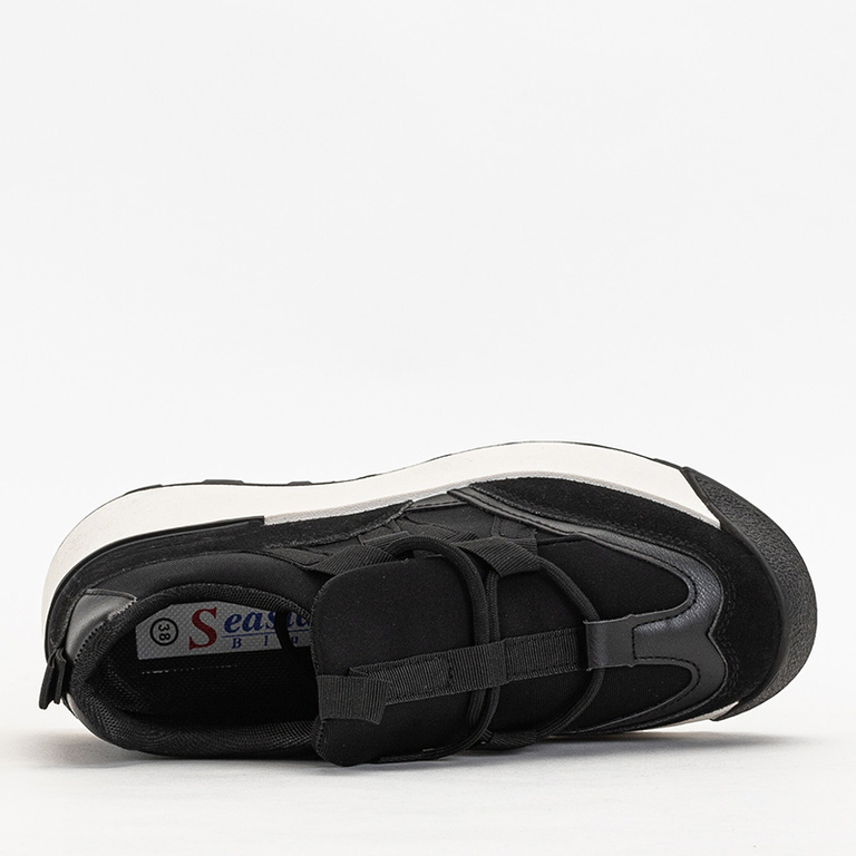 OUTLET Schwarze Damen-Sportschuhe mit höherer Sohle Kanislo - Footwear