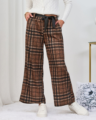 Royalfashion Camel Weite karierte Damenhose