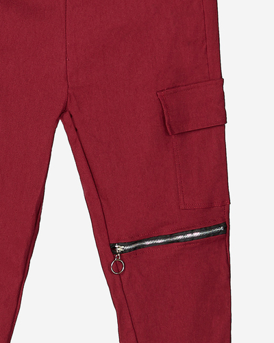 Kastanienbraune Damen-Cargohose mit Kette - Kleidung