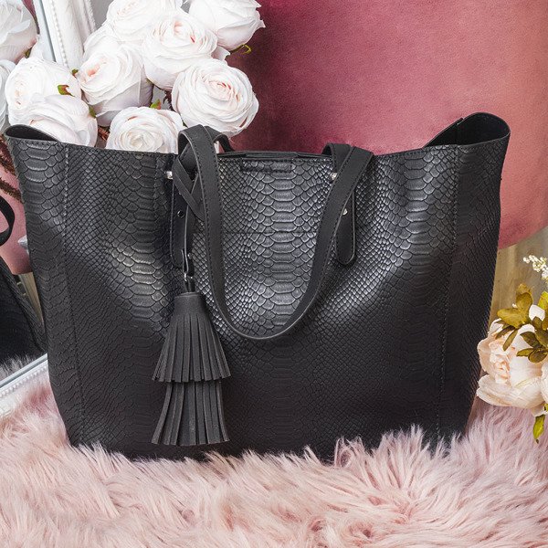 Schwarze Umhängetasche mit Tiermotiv - Handtaschen 1