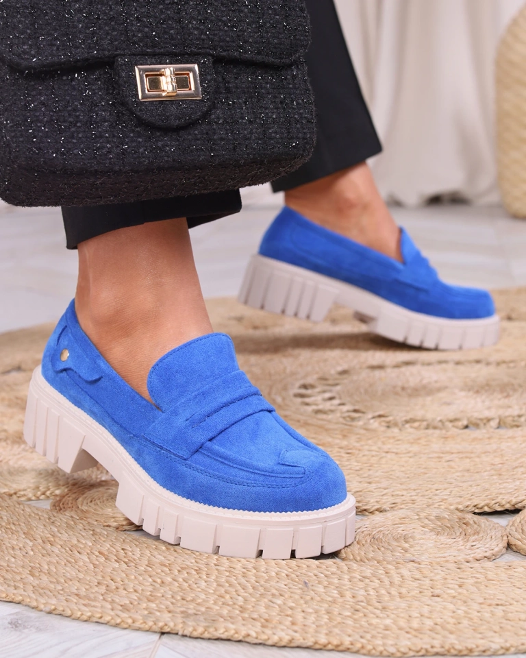 Kobaltfarbene Öko-Wildleder-Mokassins für Damen Siherta- Footwear