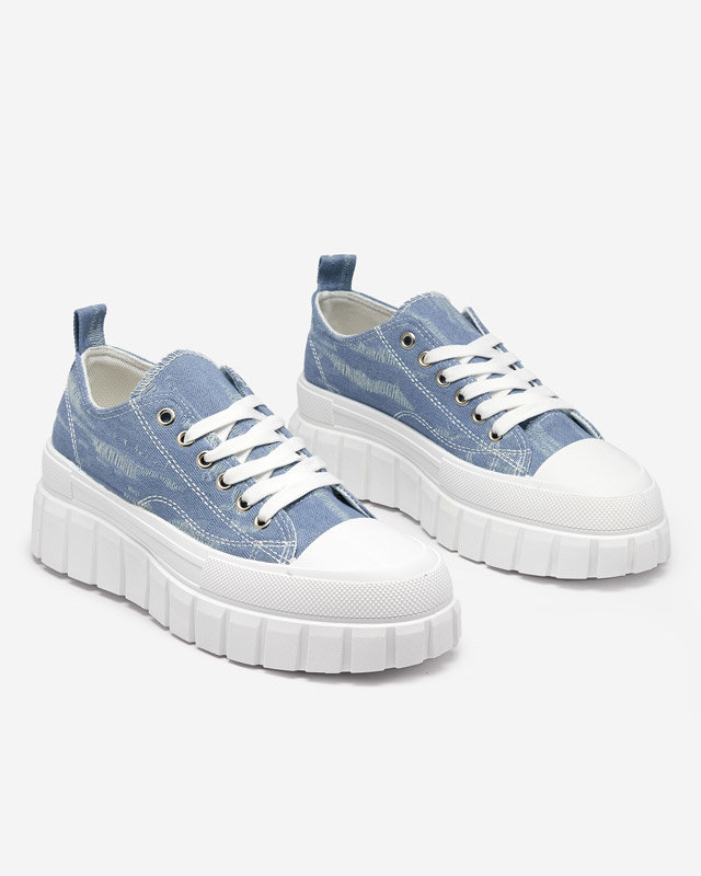 OUTLET Blaue Damen-Sneaker a'la Jeans auf der Resi-Plattform - Schuhe