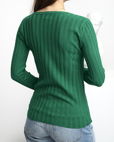 Grüner Rippenpullover für Damen - Kleidung