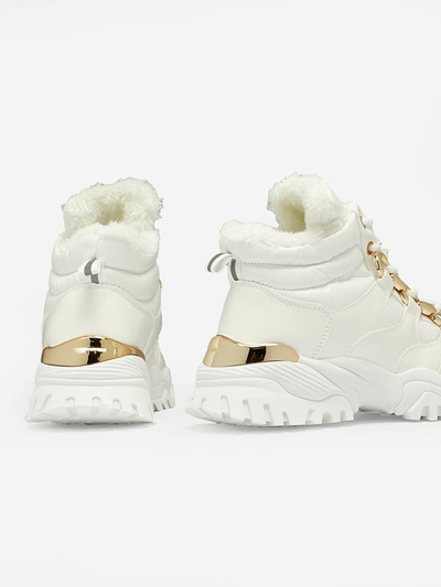 Weiße sportliche Damen-Winterstiefel a'la trappers Mertika - Footwear