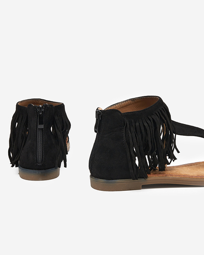 Damensandalen mit schwarzen Fransen Clov- Footwear