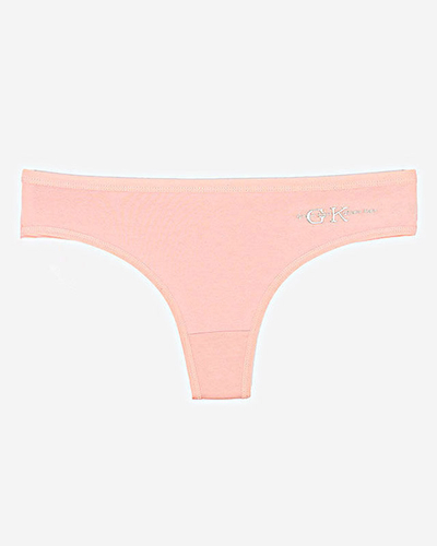 Hellrosa Damen-Stringslip aus Baumwolle mit Aufschrift - Unterwäsche