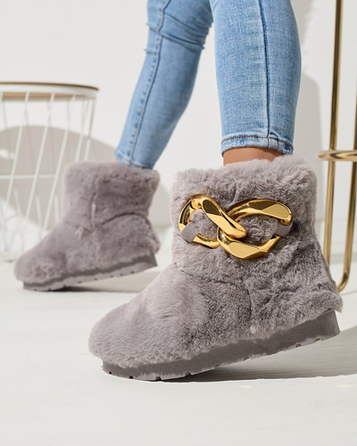 Graue Damen-Schneestiefel mit Fell Sattopa- Footwear