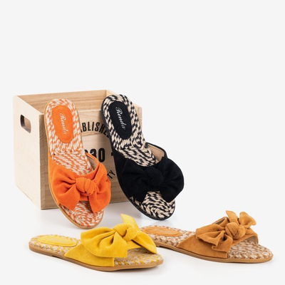 Schwarze Damenpantoffeln mit Schleife Revda - Footwear