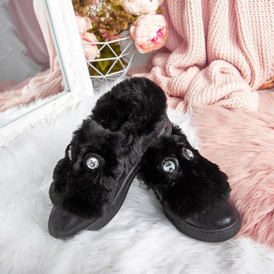 Schwarzer Slip mit Pelz Manifik - Footwear