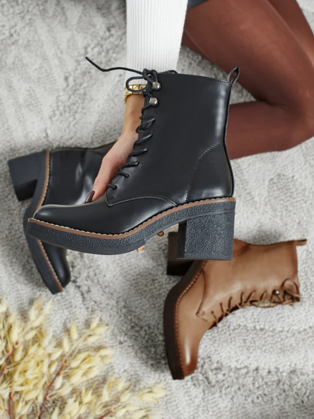 Damen Stiefeletten aus Öko-Leder mit Blockabsatz Zeltra