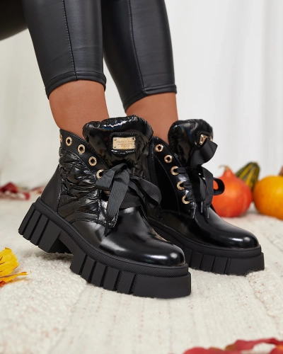 Royalfashion Gesteppte schwarze Damenstiefel von Alefro