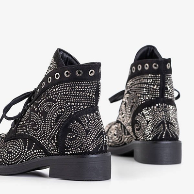 Schwarze Damenstiefel mit Zirkonia Elwira - Schuhe