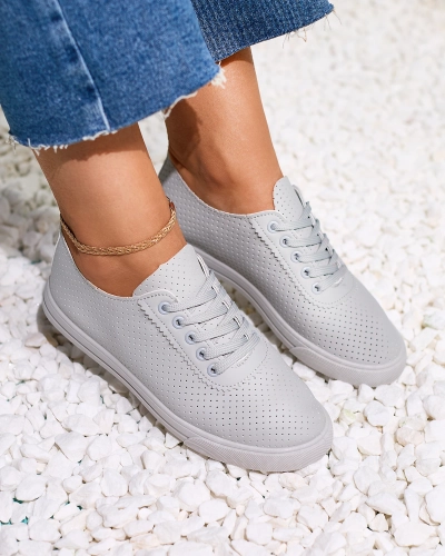 Royalfashion Grau Damen durchbrochene Tennisschuhe Salomp