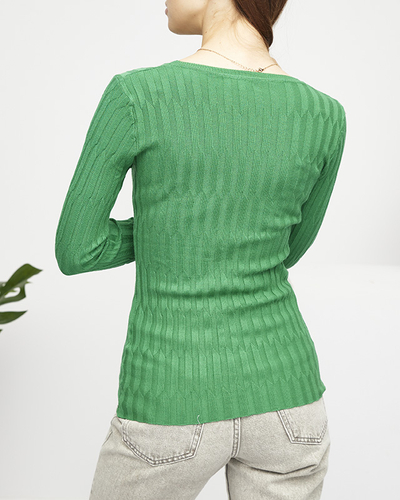 Grüner Rippenpullover für Damen - Kleidung