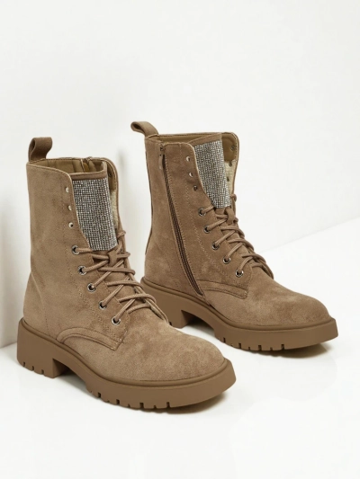 Öko-Wildleder Schnürstiefeletten Damen Ferlyne