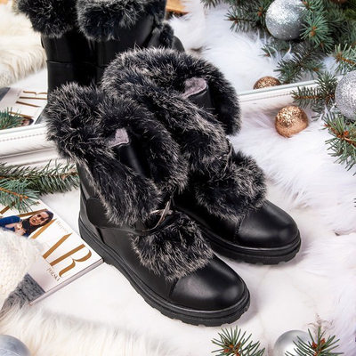 Schwarze Schneeschuhe mit Fell All About You - Schuhe 1