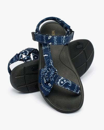 Royalfashion Marineblaue Damen Sandalen mit Schleife Oyall