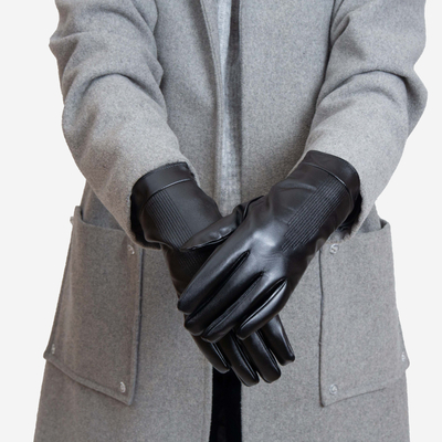 Schwarze klassische Damenhandschuhe mit Stickerei - Accessoires