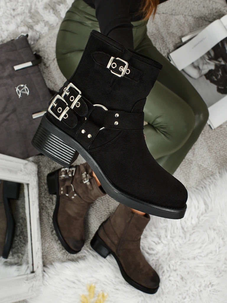 Damenstiefeletten aus Öko-Wildleder mit Schnallen Valtos