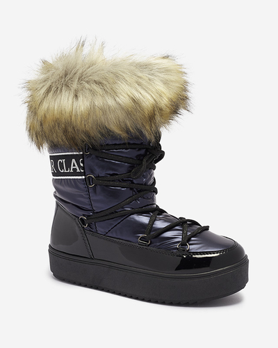 Темно-сині жіночі снігоступи з хутром Lilitsa- Взуття