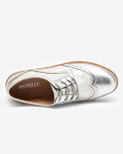 OUTLET Silberne Damenstiefeletten mit Einsätzen aus Schlangenleder Fin - Footwear